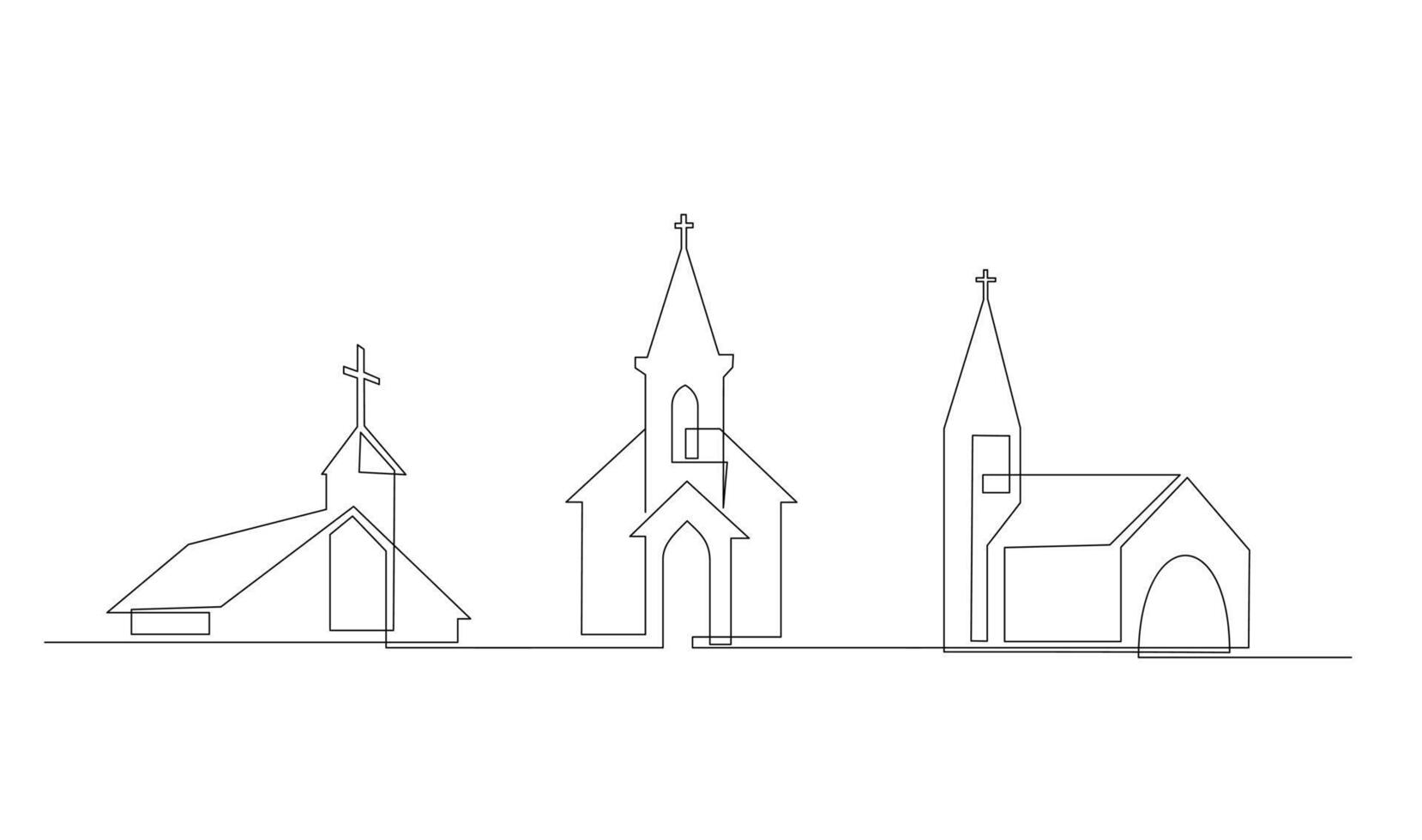 église un ligne dessin isolé sur blanc Contexte vecteur