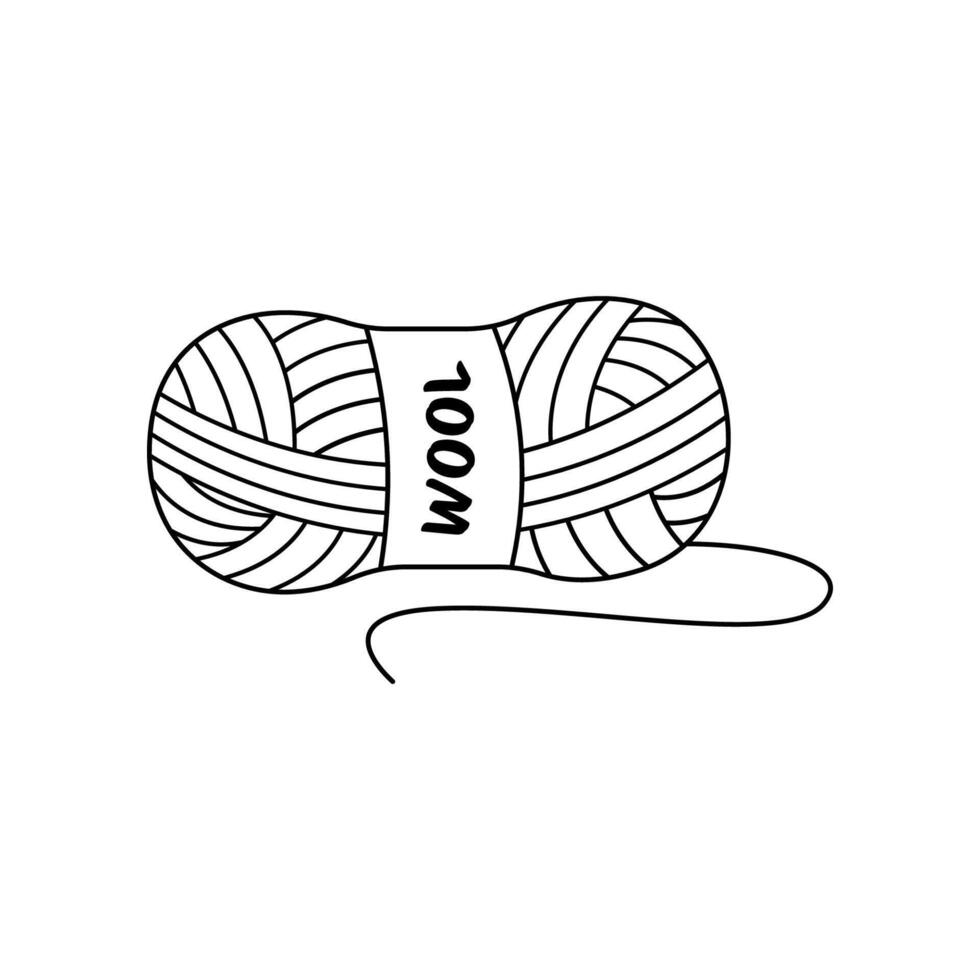 écheveau la laine fil ligne art vecteur isolé sur blanc Contexte.