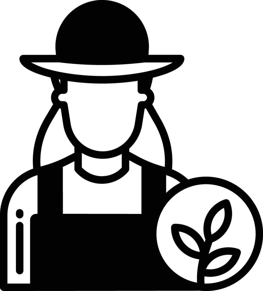 agriculteur femme glyphe et ligne vecteur illustration