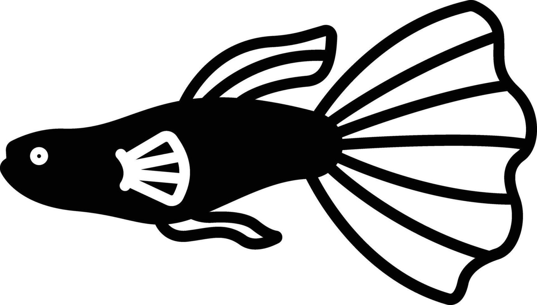 guppy poisson glyphe et ligne vecteur illustration