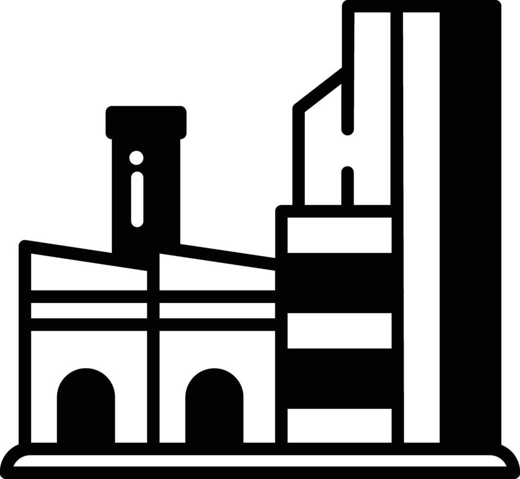 usine glyphe et ligne vecteur illustration