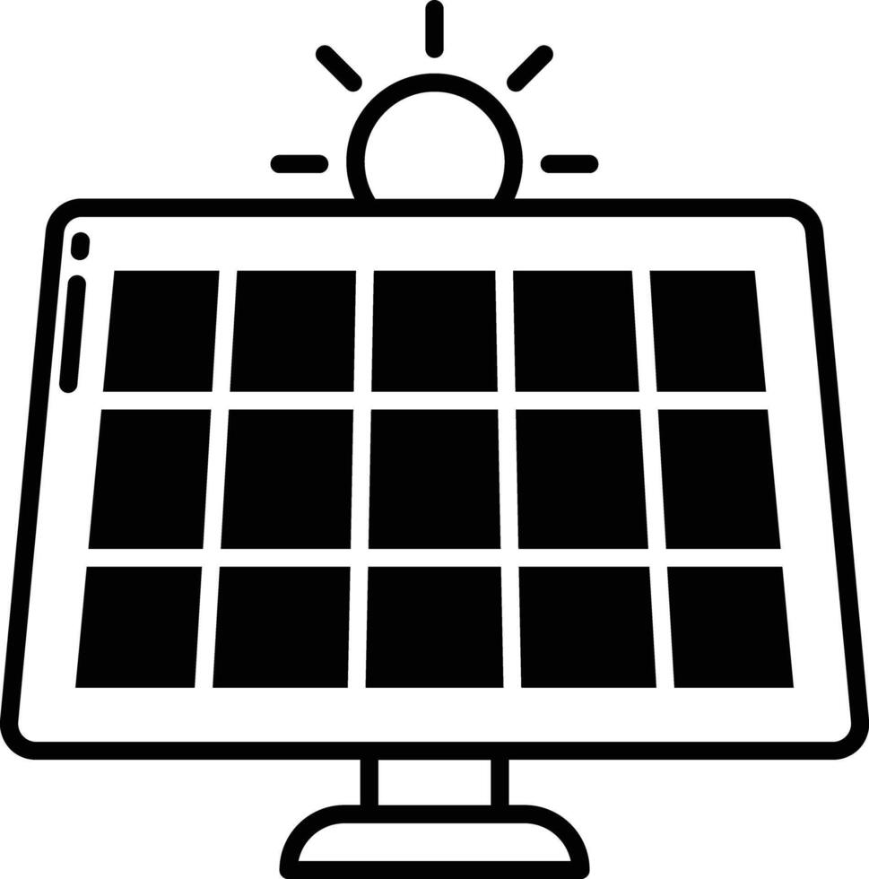 solaire panneau glyphe et ligne vecteur illustration