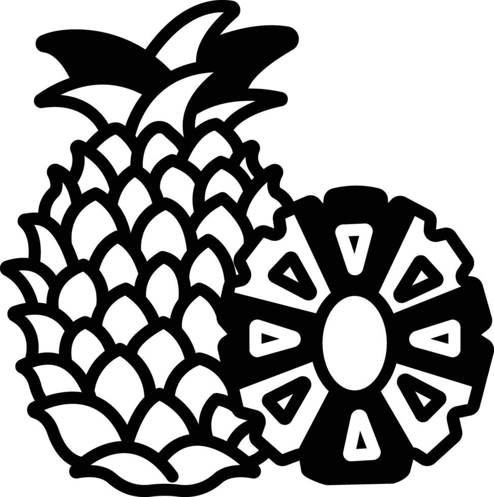 ananas Couper glyphe et ligne vecteur illustration