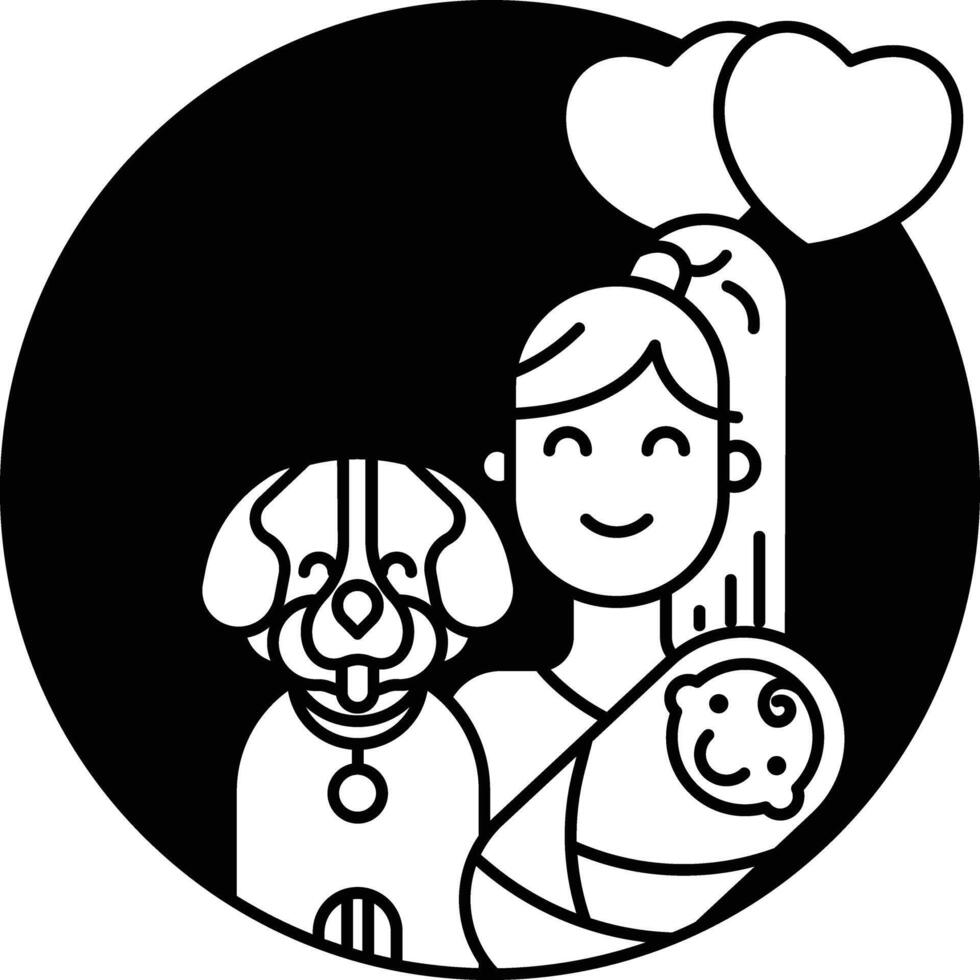 fille et bébé glyphe et ligne vecteur illustration