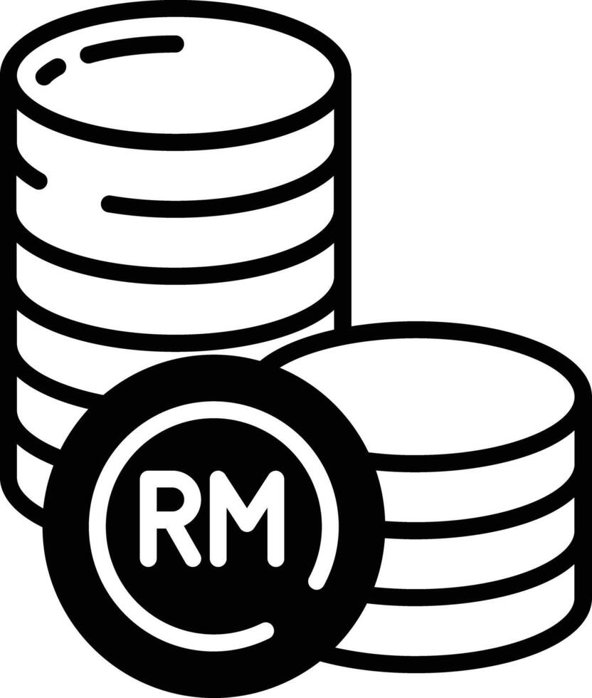 ringgit pièce de monnaie glyphe et ligne vecteur illustration