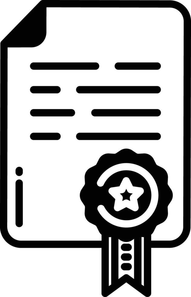 certificat glyphe et ligne vecteur illustration