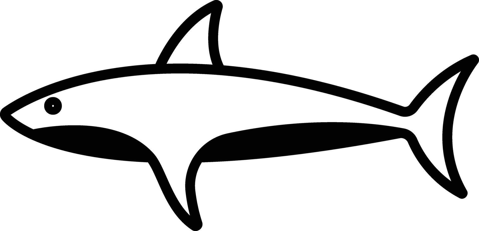 requin poisson glyphe et ligne vecteur illustration