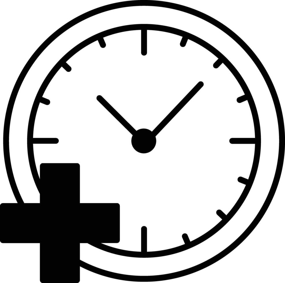 l'horloge glyphe et ligne vecteur illustration