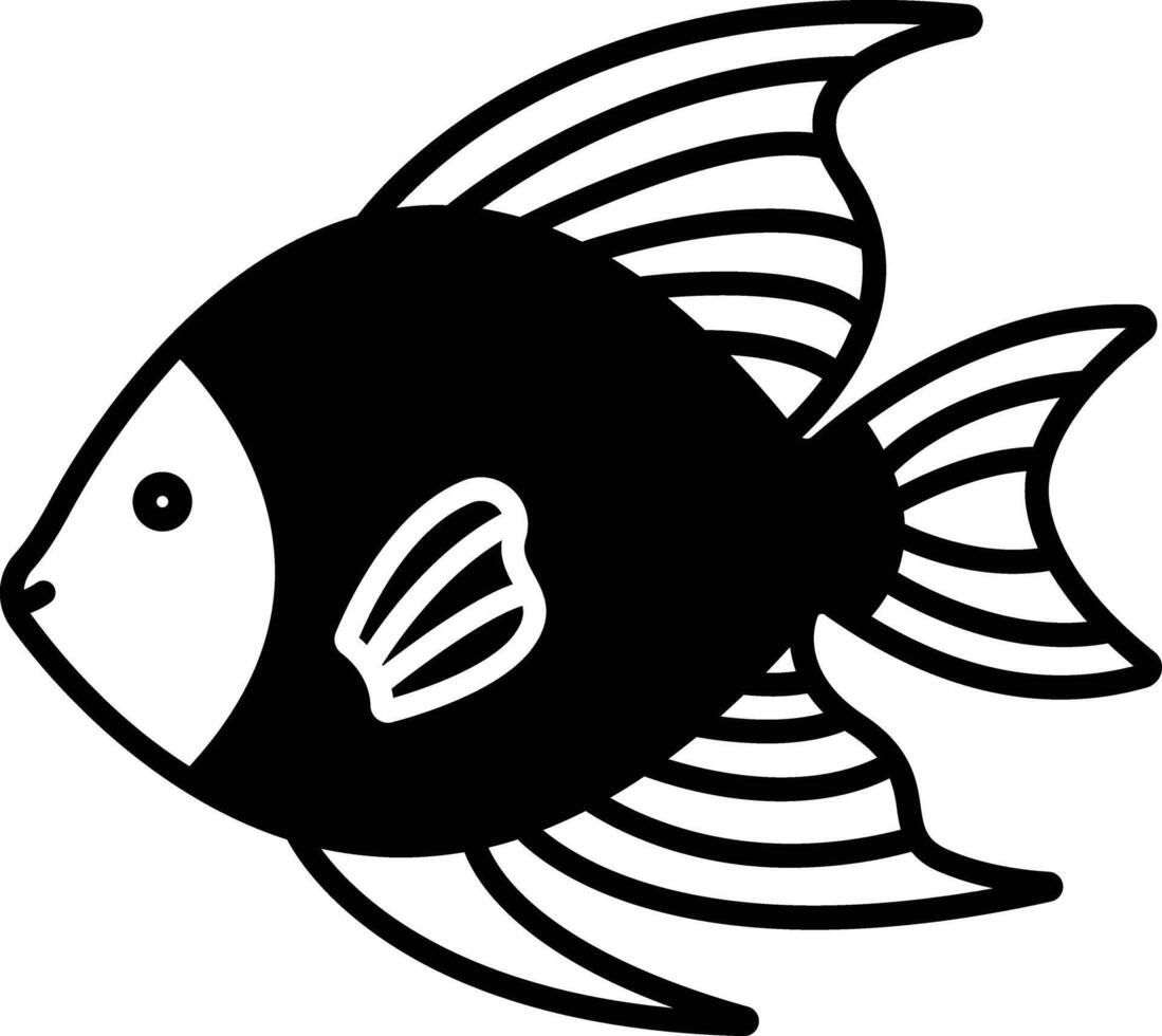 aquarium poisson glyphe et ligne vecteur illustration