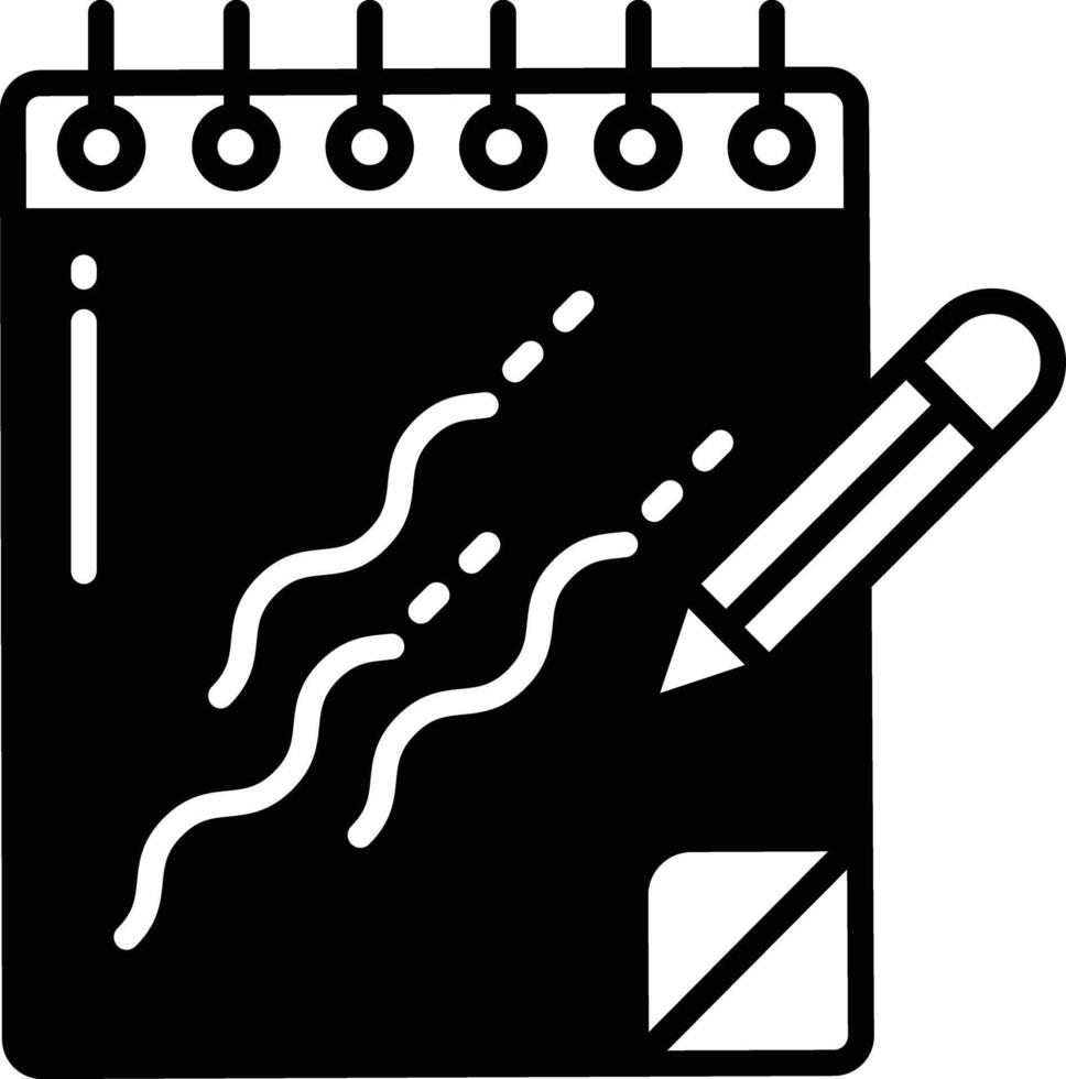 carnet de croquis glyphe et ligne vecteur illustration