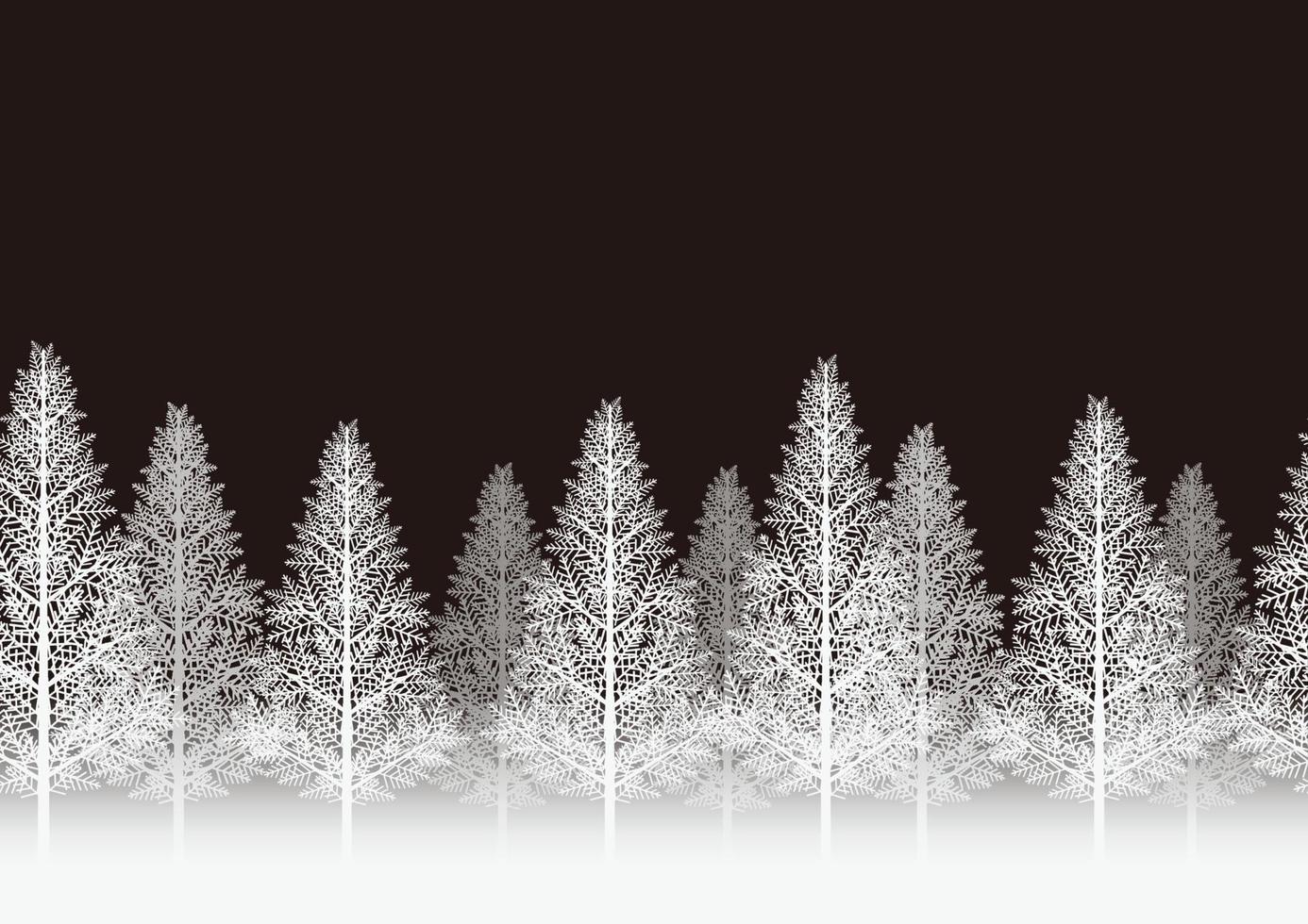 forêt enneigée transparente isolée sur fond noir. illustration vectorielle avec espace de texte. répétable horizontalement. vecteur