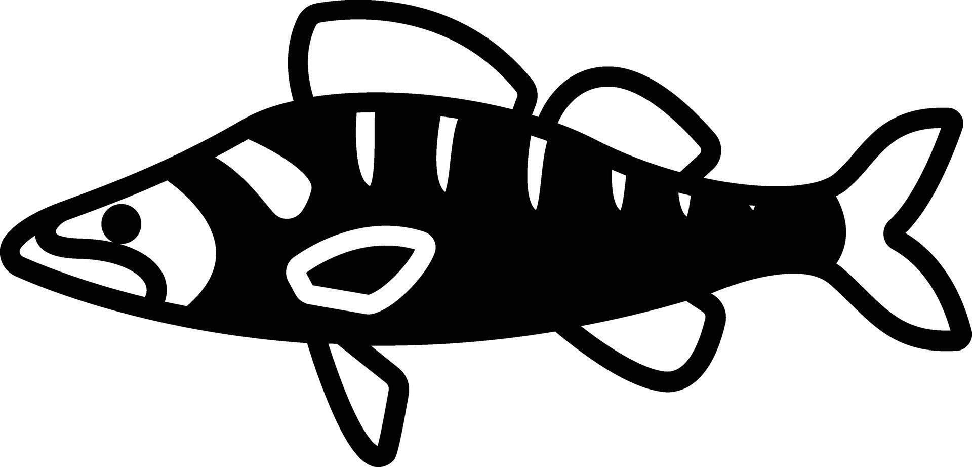sandre poisson glyphe et ligne vecteur illustration
