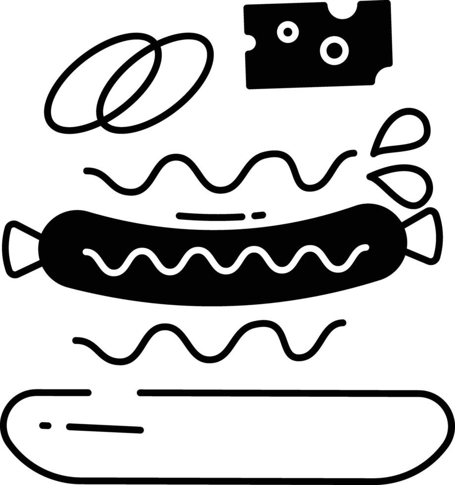 chaud chien glyphe et ligne vecteur illustration