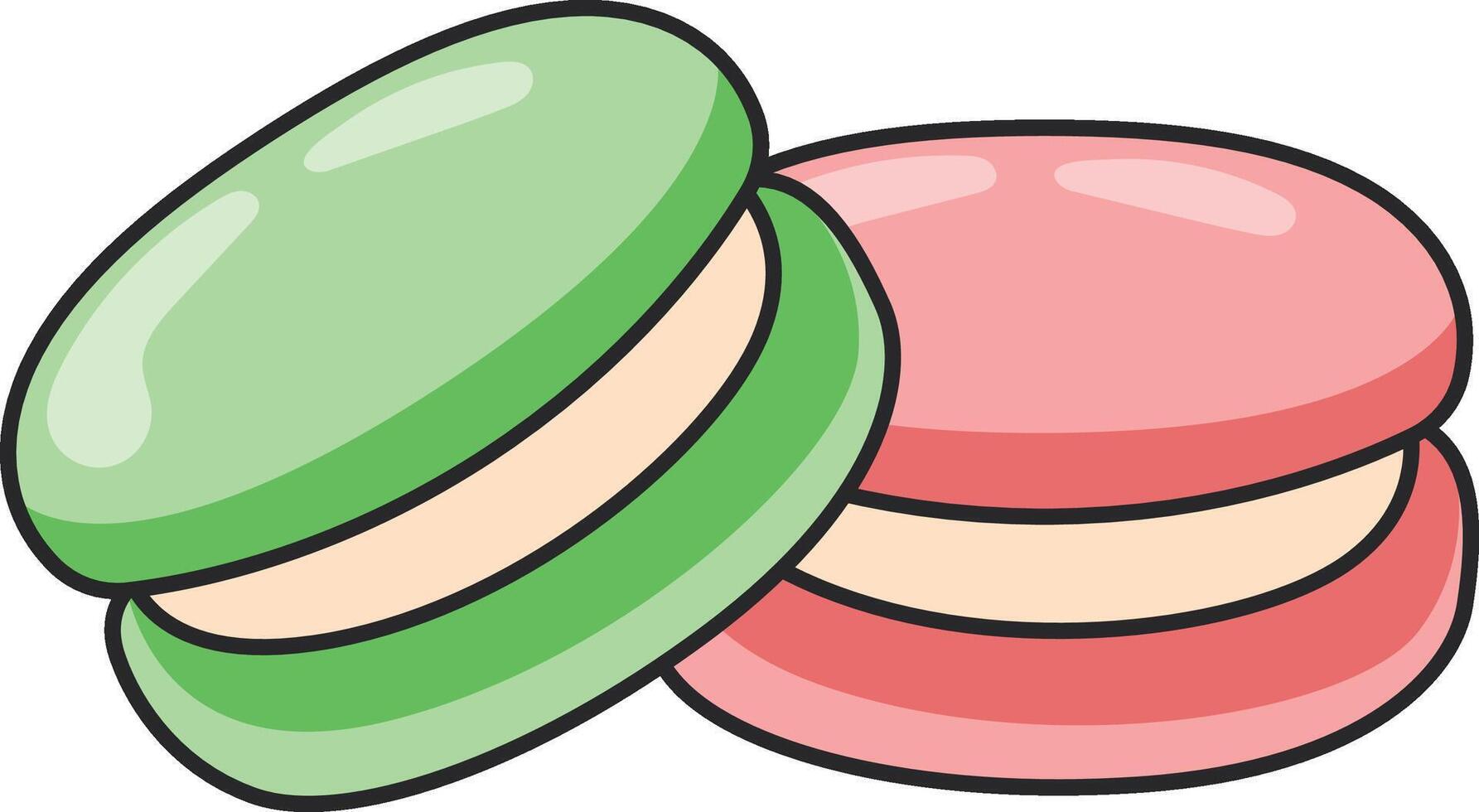 coloré macarons icône dans dessin animé style sur une blanc Contexte vecteur