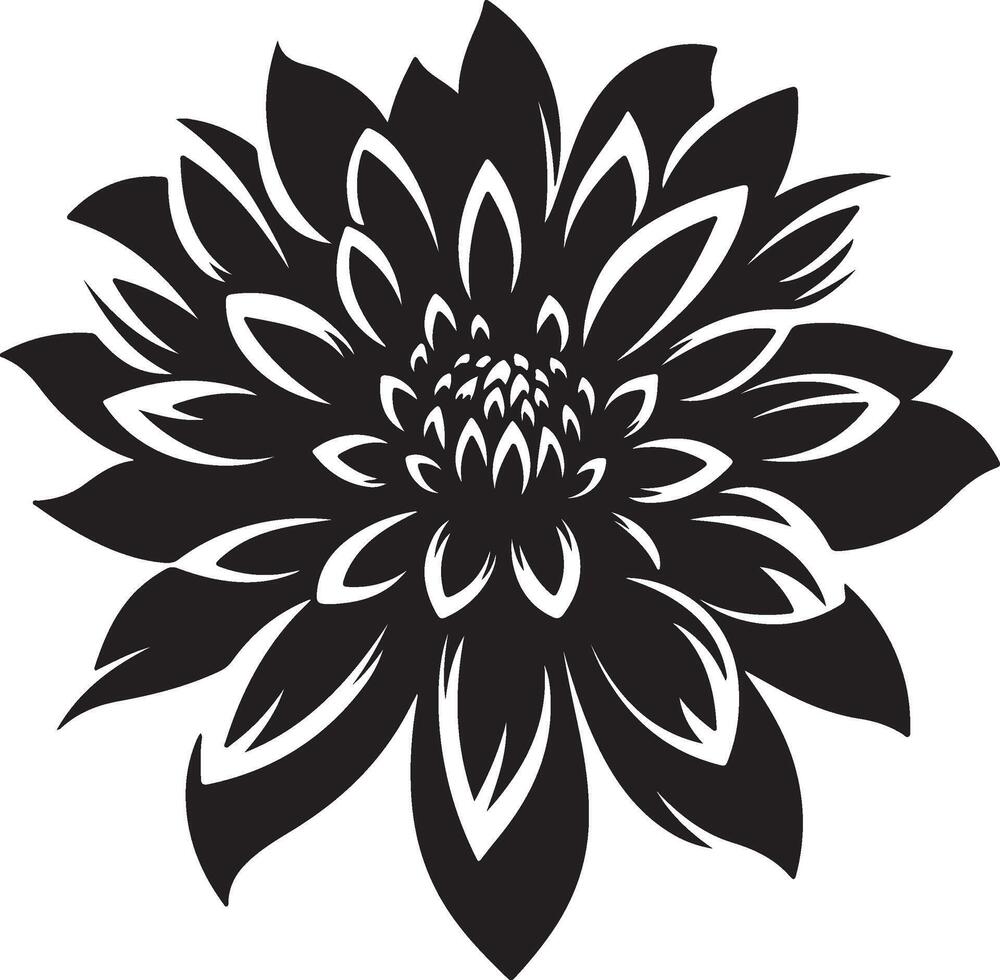 dahlia fleur silhouette vecteur illustration blanc Contexte