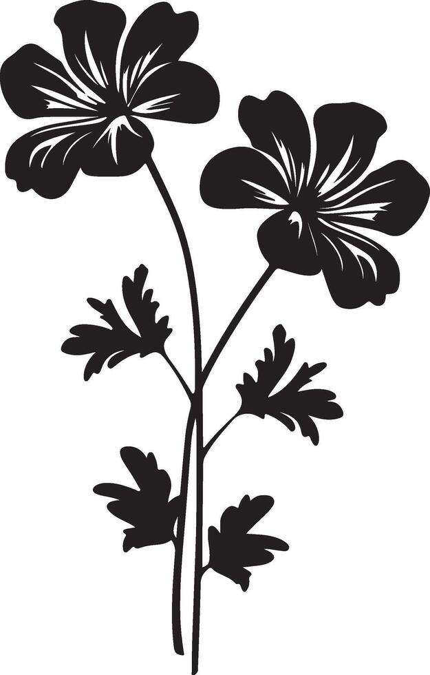 géranium fleur silhouette vecteur illustration blanc Contexte