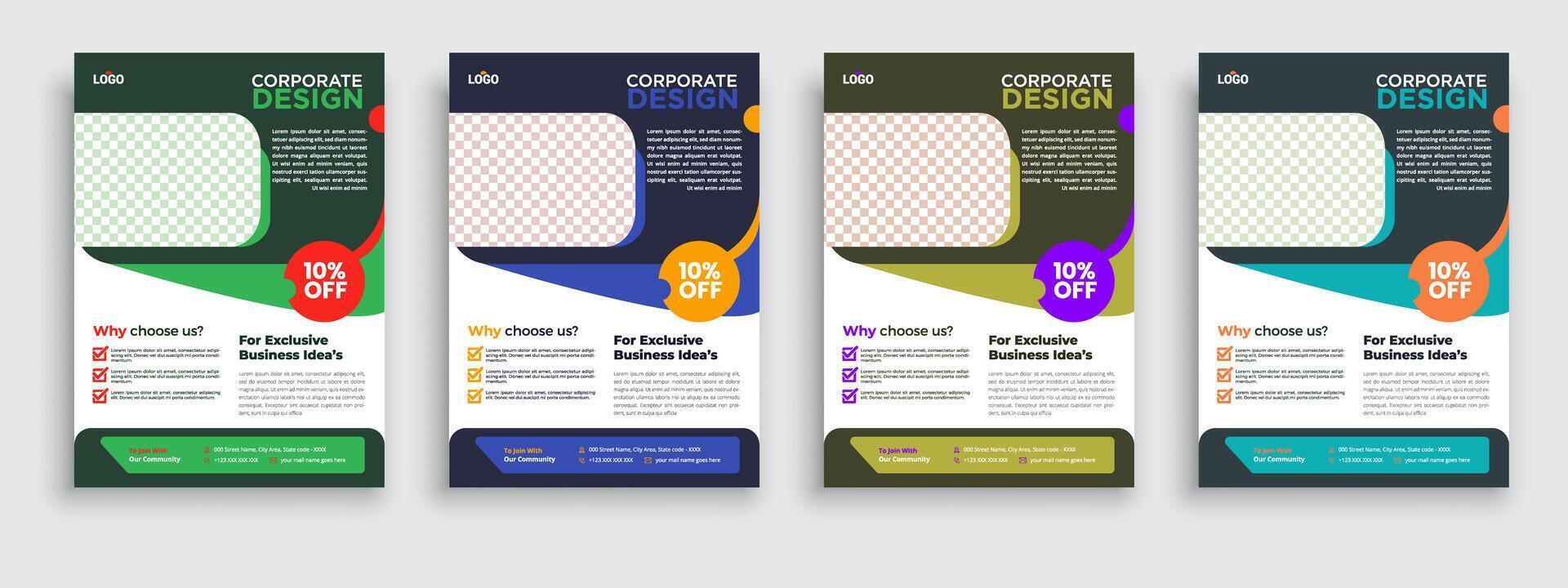 entreprise entreprise flyer affiche brochure brochure couverture conception mise en page fond, deux couleurs, modèle vectoriel au format a4 - vecteur