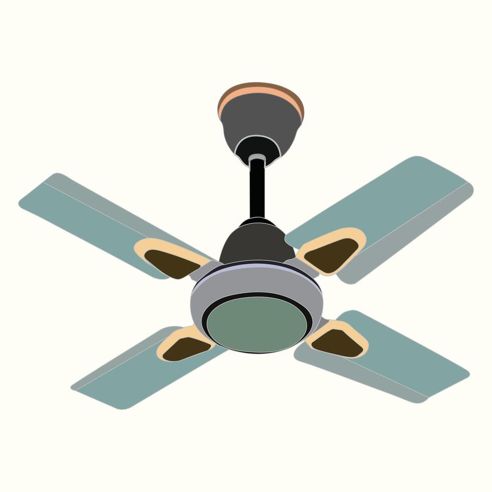 4 lame plafond ventilateur avec lumière, éloigné contrôle vecteur illustration eps