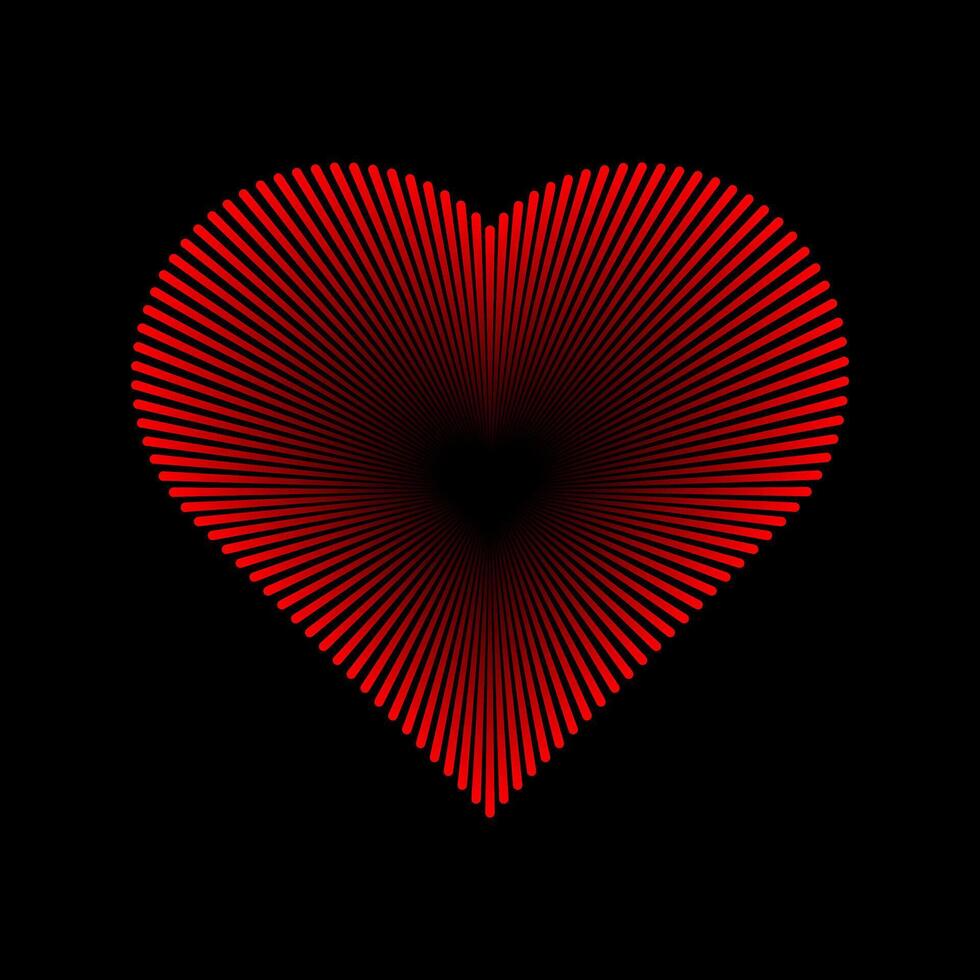 3d impossible cœur logo fabriqué de rouge lignes. creux noir trou cœurs l'amour symbole pour Valentin journée. vecteur illustration.