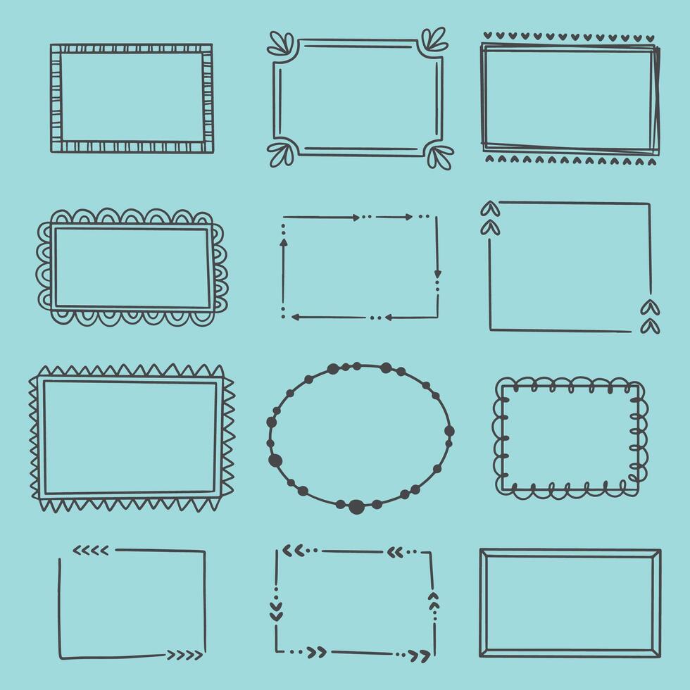 ensemble de griffonnage cadres et cadres pour votre conception. vecteur
