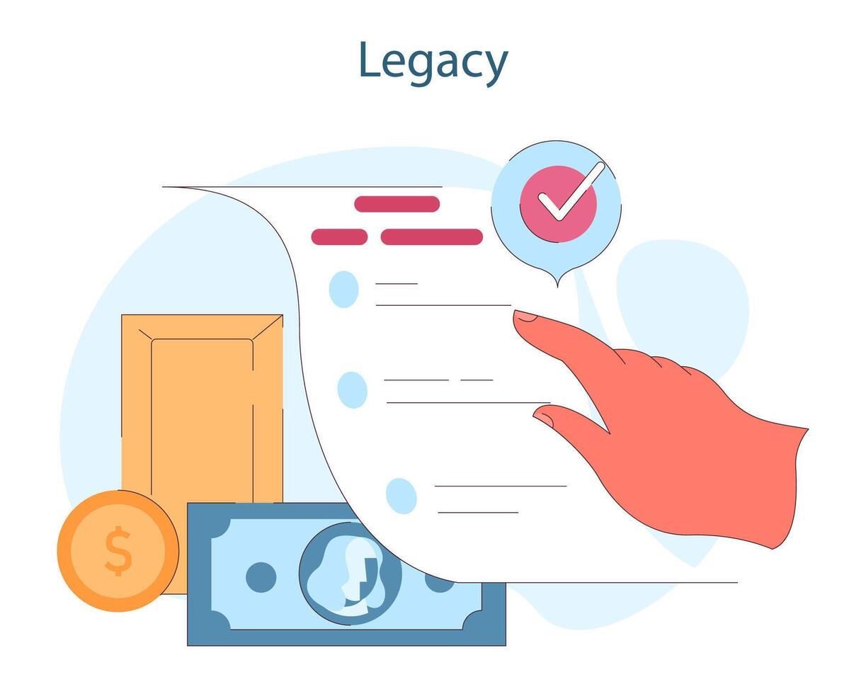 héritage. une main finalise une héritage document, sécuriser financier les atouts pour futur vecteur