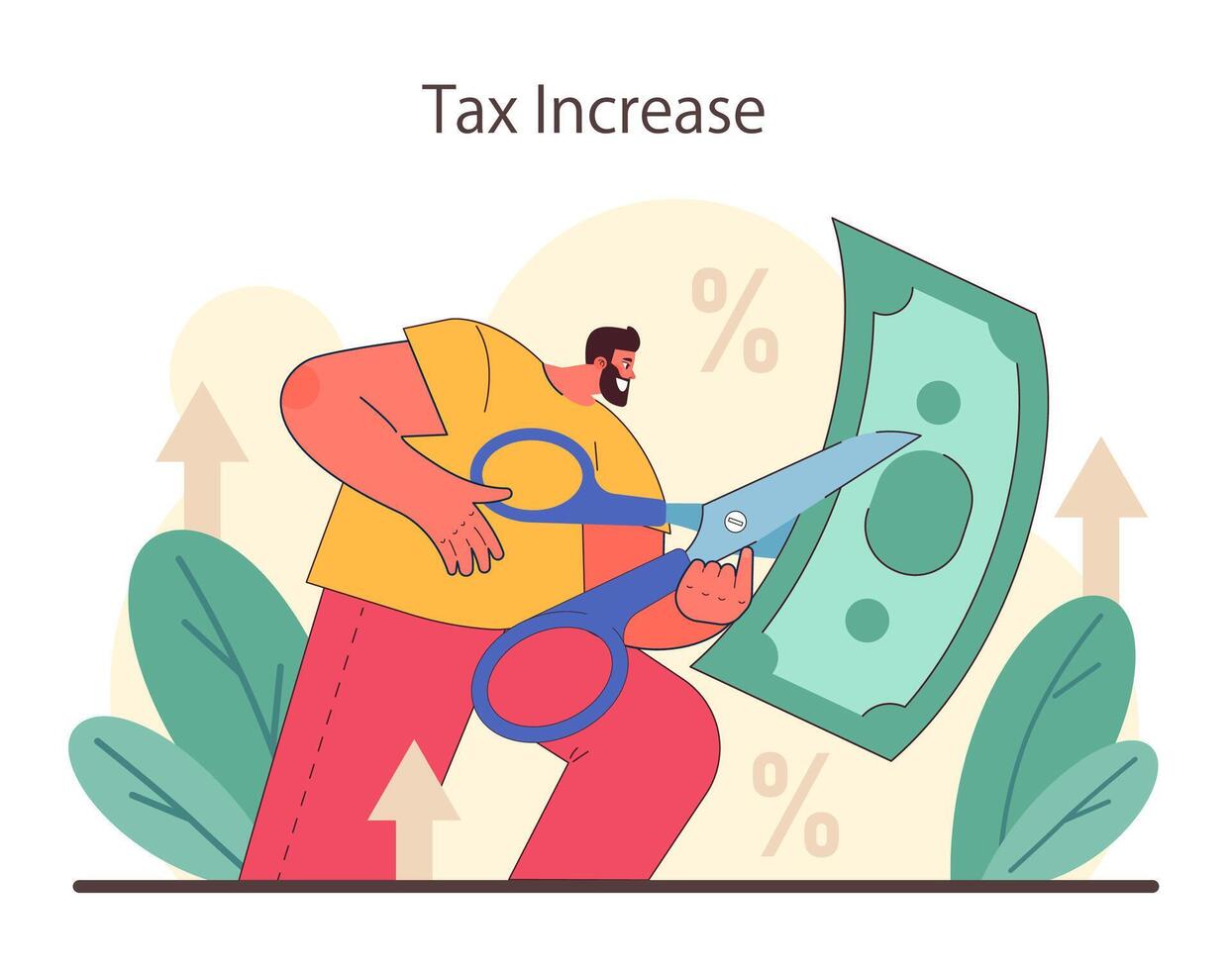 impôt augmenter. économie crise. croissance en haut des prix et valeur de argent déclin vecteur