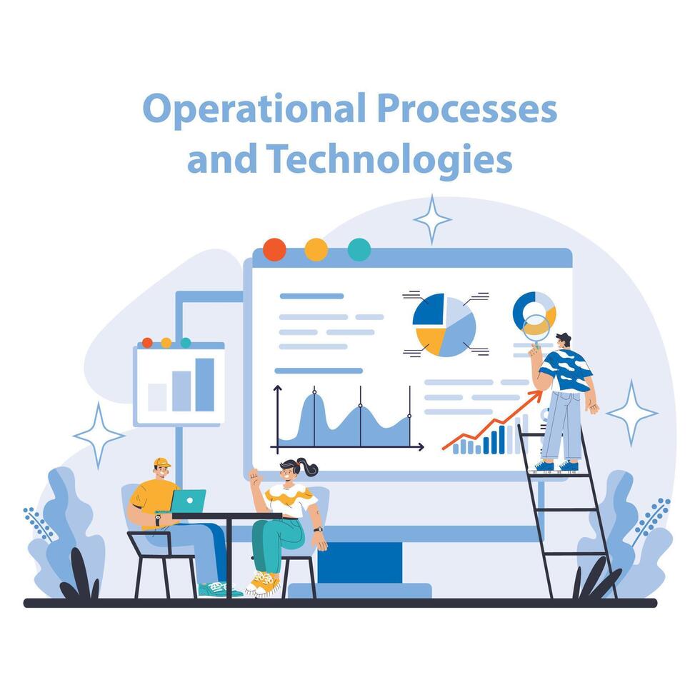 opérationnel processus et les technologies concept. plat vecteur illustration.