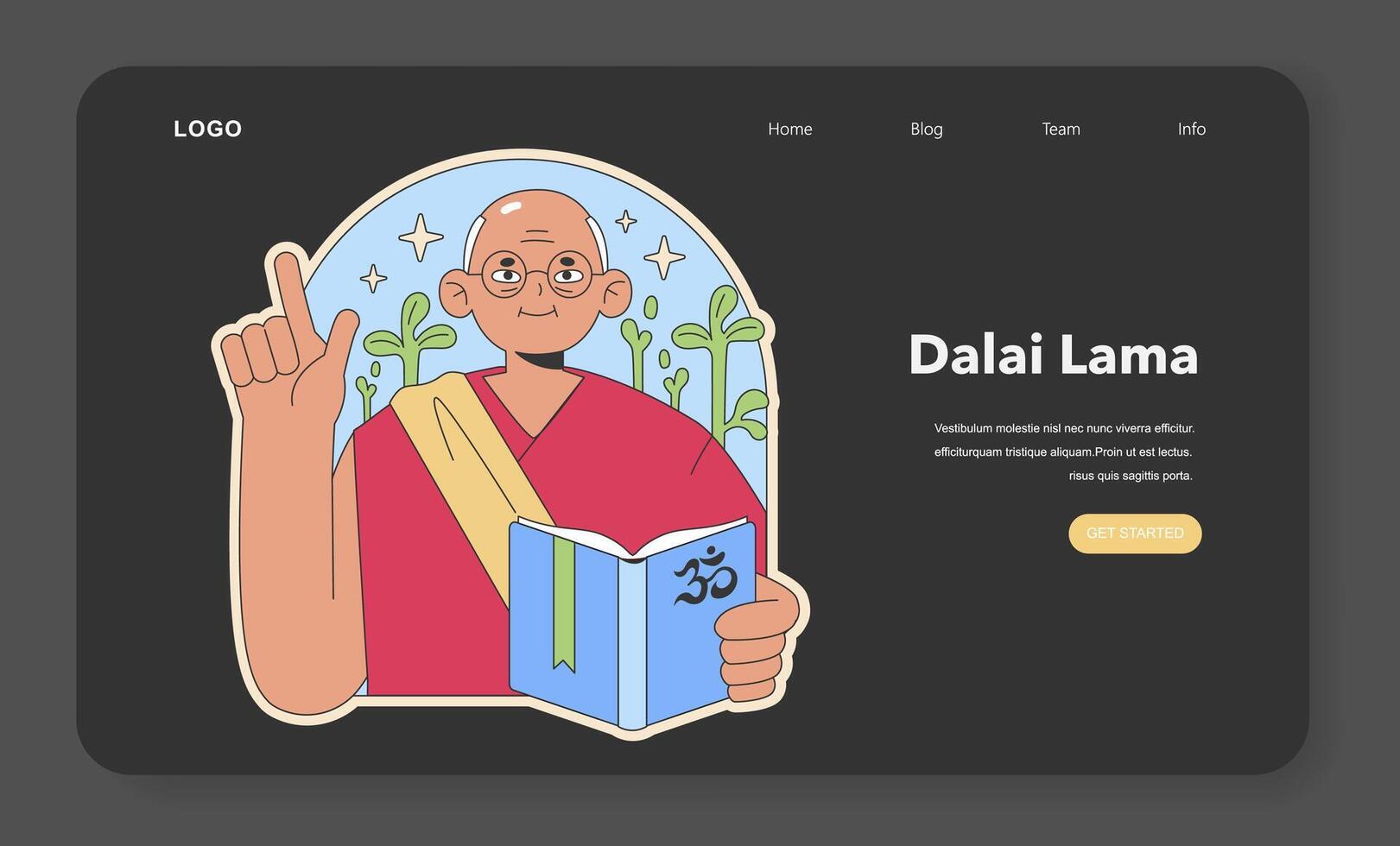 Dalai lama illustration. plat vecteur illustration.