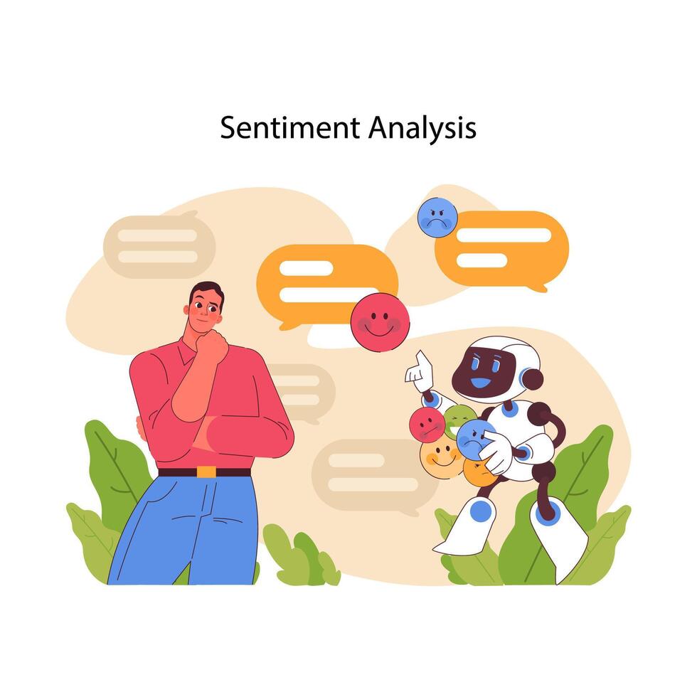 sentiment une analyse concept. plat vecteur illustration