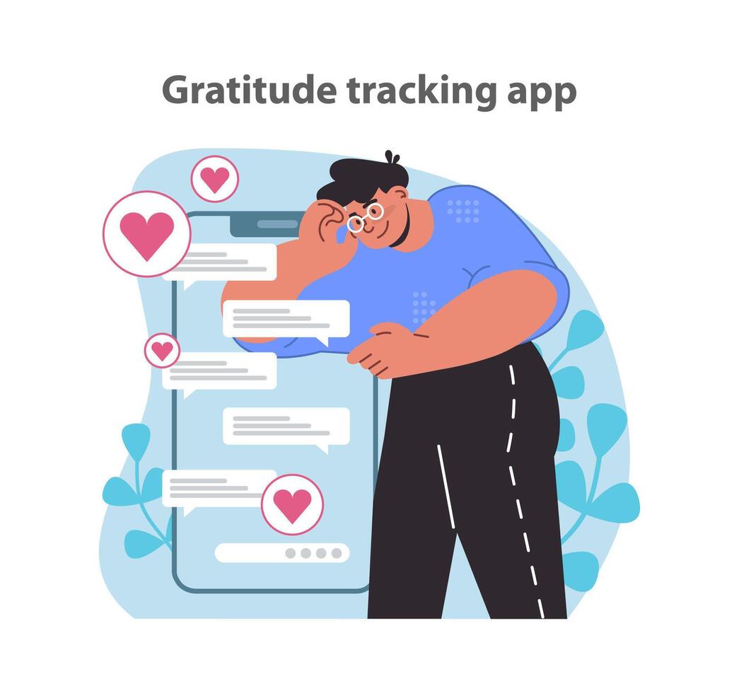Reconnaissance suivi app concept. célébrer du quotidien des moments de reconnaissance par une numérique journal. vecteur