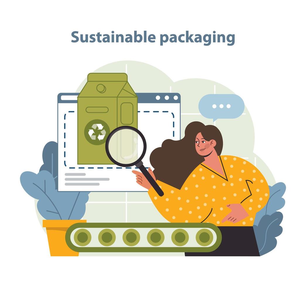 durable emballage vecteur illustration. un individuel examine respectueux de la nature emballage options.