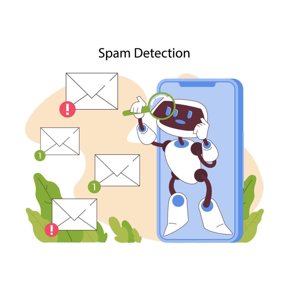 Spam détection concept. plat vecteur illustration