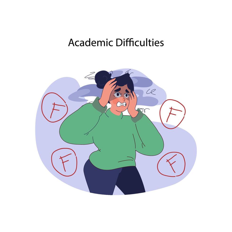 académique des difficultés concept. plat vecteur illustration