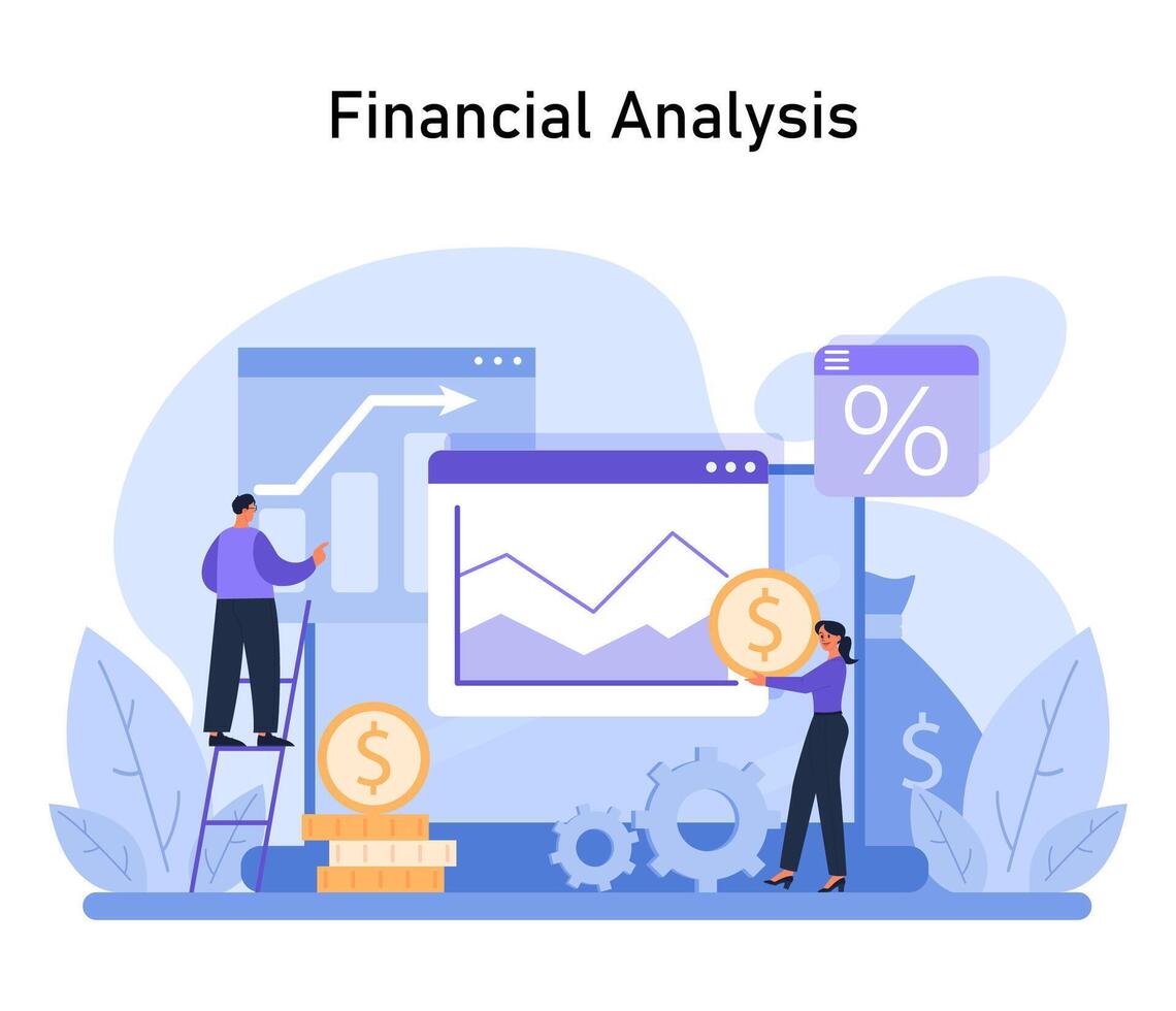 économique perspicacité concept. illustrant critique marché une analyse et l'intérêt vecteur