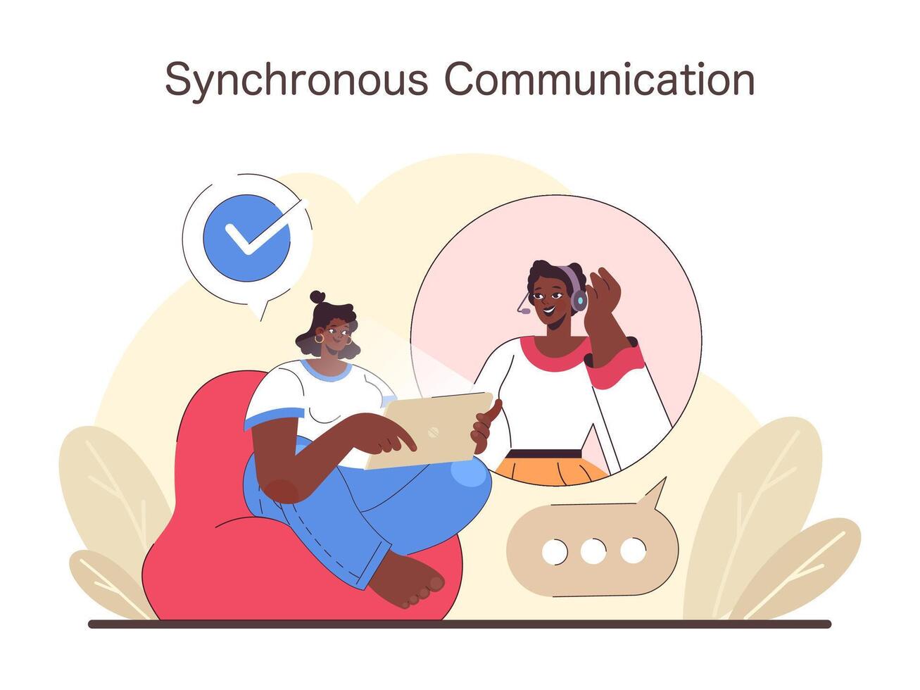 synchrone la communication ensemble. plat vecteur illustration