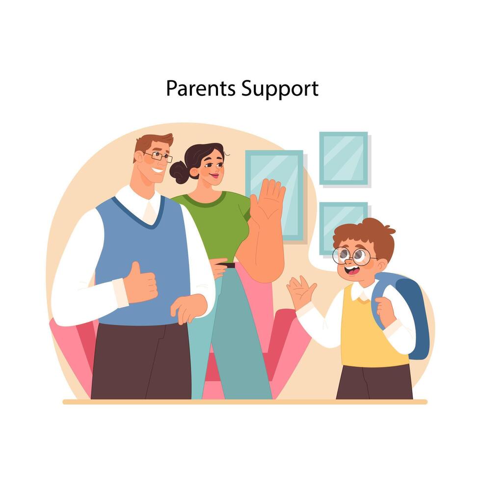 Parents soutien concept. plat vecteur illustration