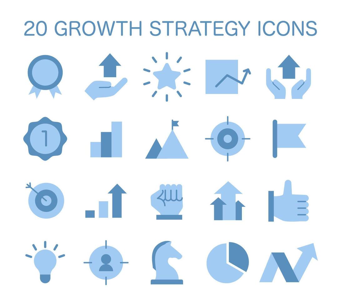 croissance stratégie Icônes ensemble. vecteur illustration