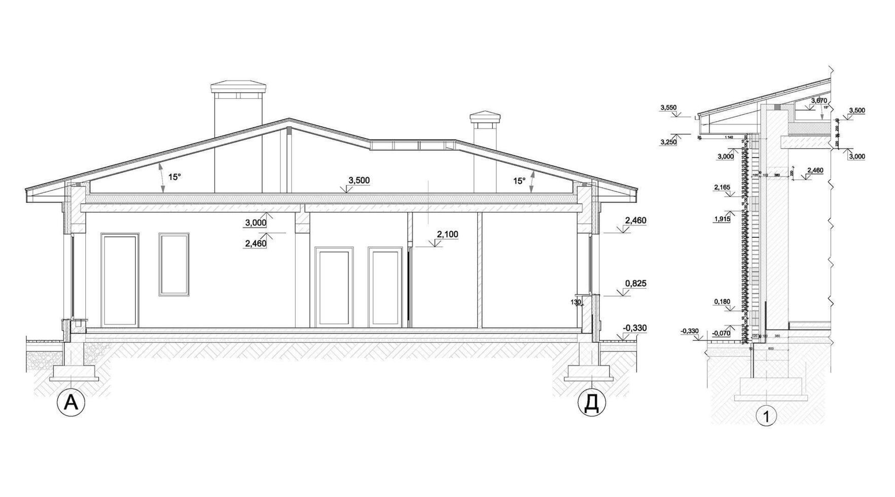 ensemble de privé maison façades, détaillé architectural technique dessin, vecteur plan