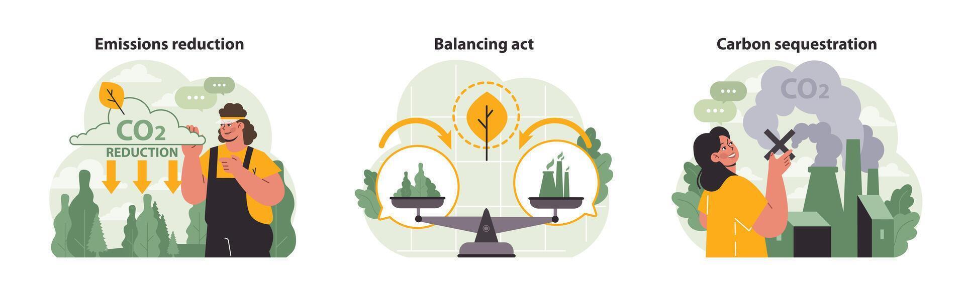 climat action ensemble. plat vecteur illustration