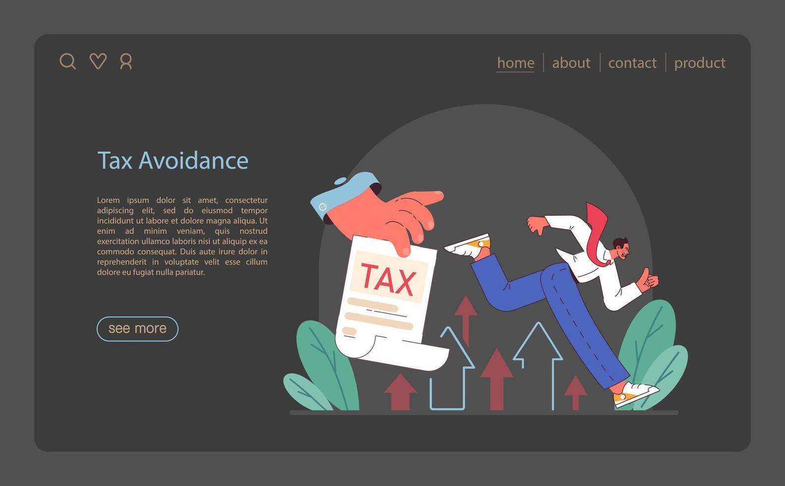 impôt évitement la toile bannière ou atterrissage page foncé ou nuit mode. financier vecteur