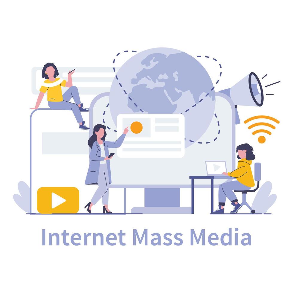 l'Internet Masse médias concept. plat vecteur illustration.