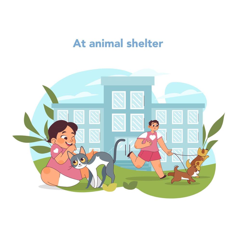 animal aide sociale concept. vecteur illustration