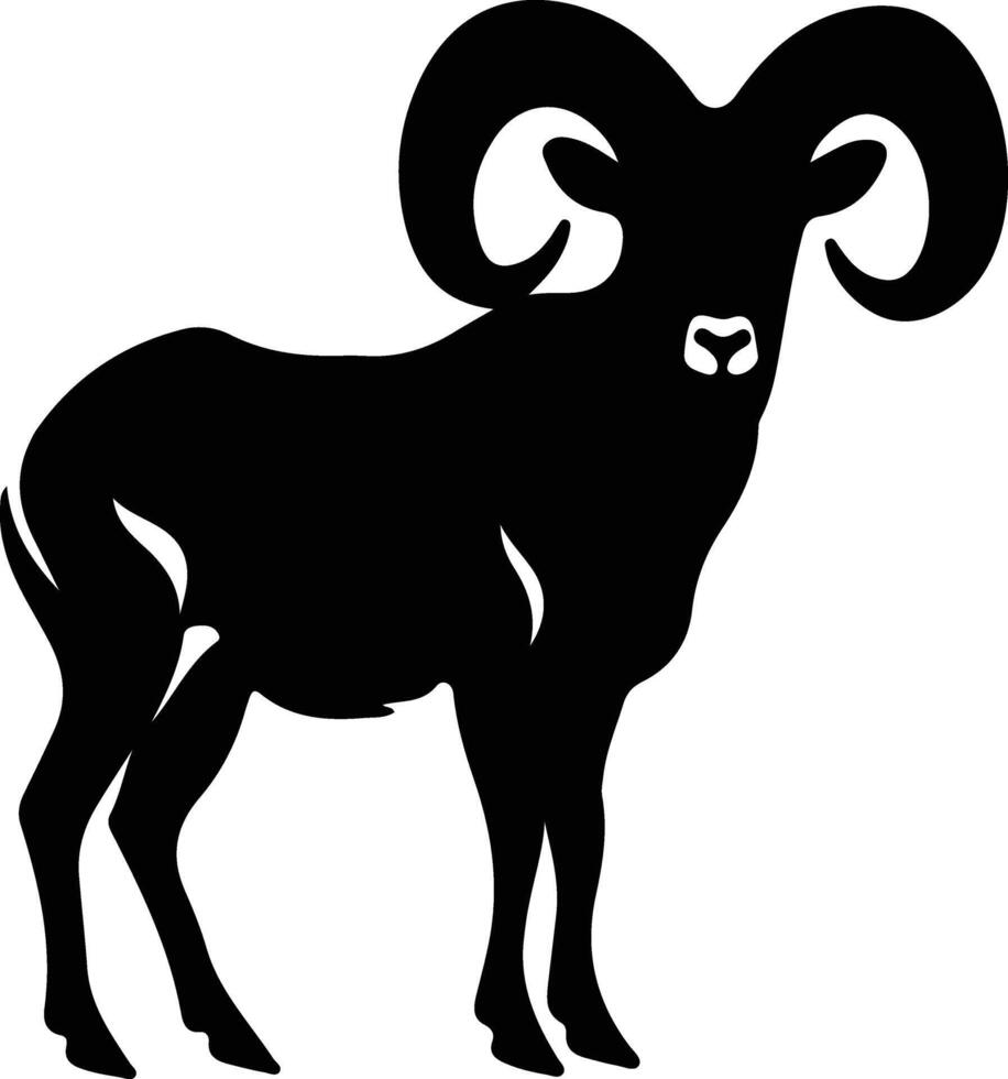 mouflon d'Amérique noir silhouette vecteur