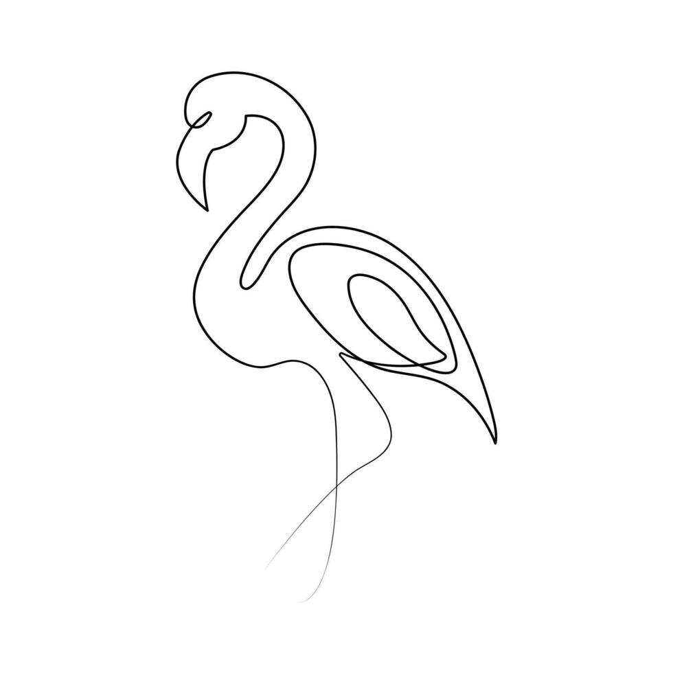 continu un ligne dessin de flamant rose.contour vecteur illustration conception.