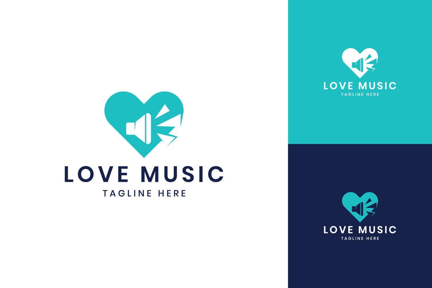 conception de logo d'espace négatif de musique d'amour vecteur