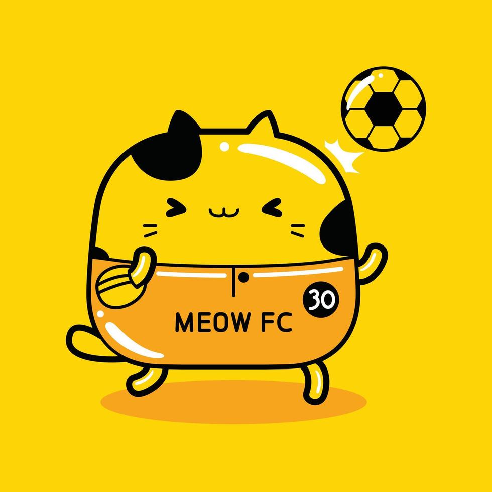 profession de joueur de football de personnage de mascotte de chat mignon dans un style cartoon plat vecteur