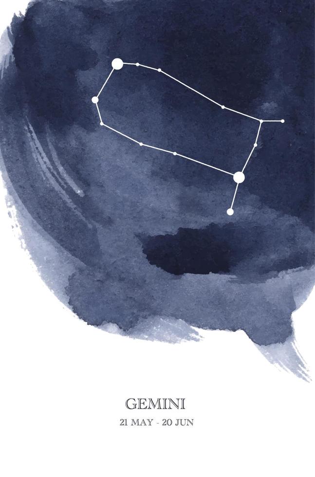 illustration d'aquarelle d'astrologie de constellation de gémeaux. vecteur