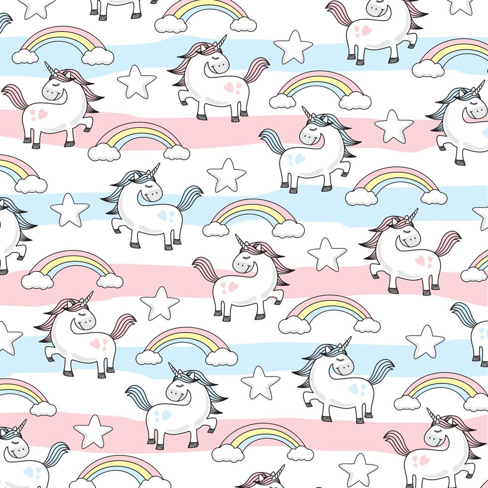 doodle motif sans couture licorne vecteur