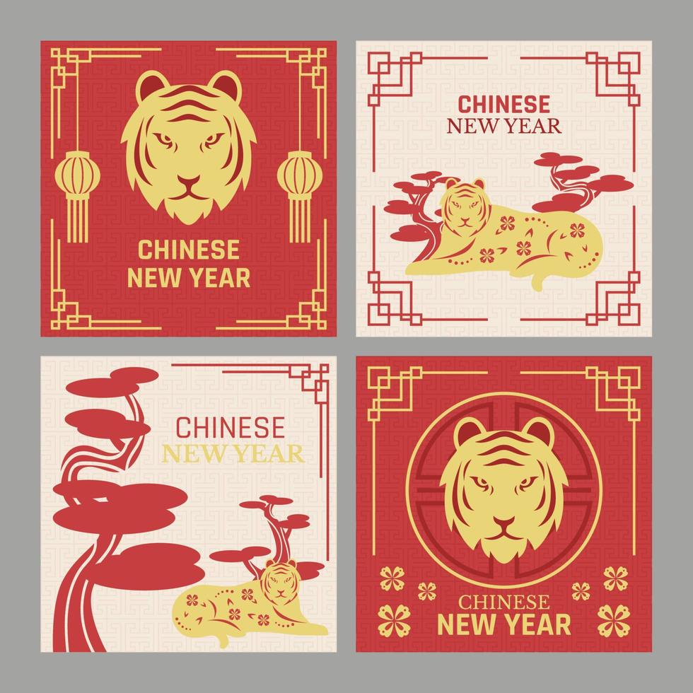 ensemble de publications sur les réseaux sociaux du nouvel an chinois vecteur