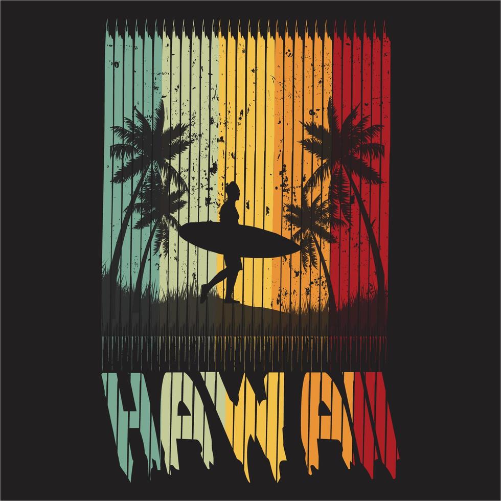 conception de t-shirt vintage hawaï vecteur